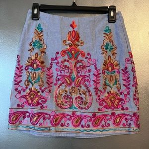 Entro Embroidered Denim Mini Skirt